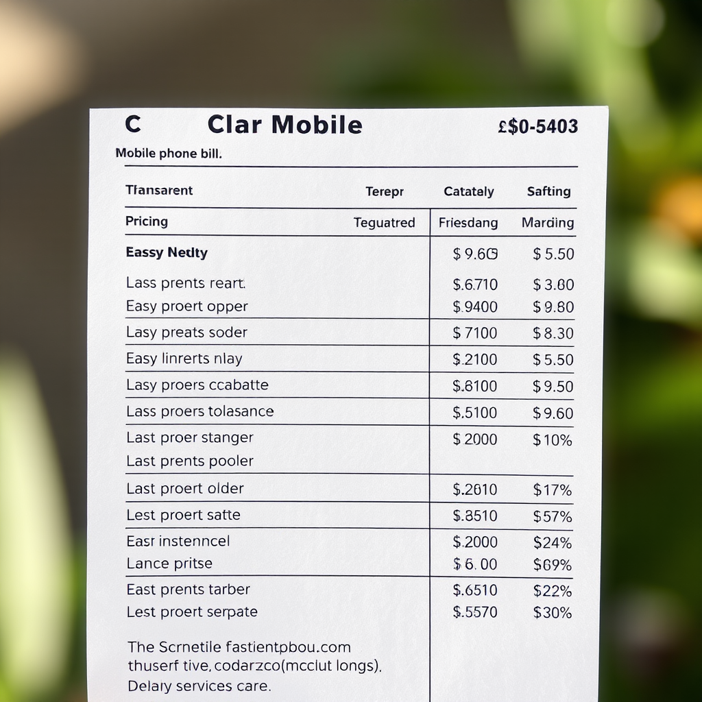 Clear mobile phone bill showing transparent pricing breakdown with detailed line items and easy-to-understand charges for eir mobile services