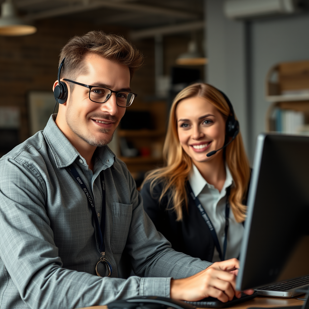 Experienced technical support specialists working on mobile service activation and troubleshooting